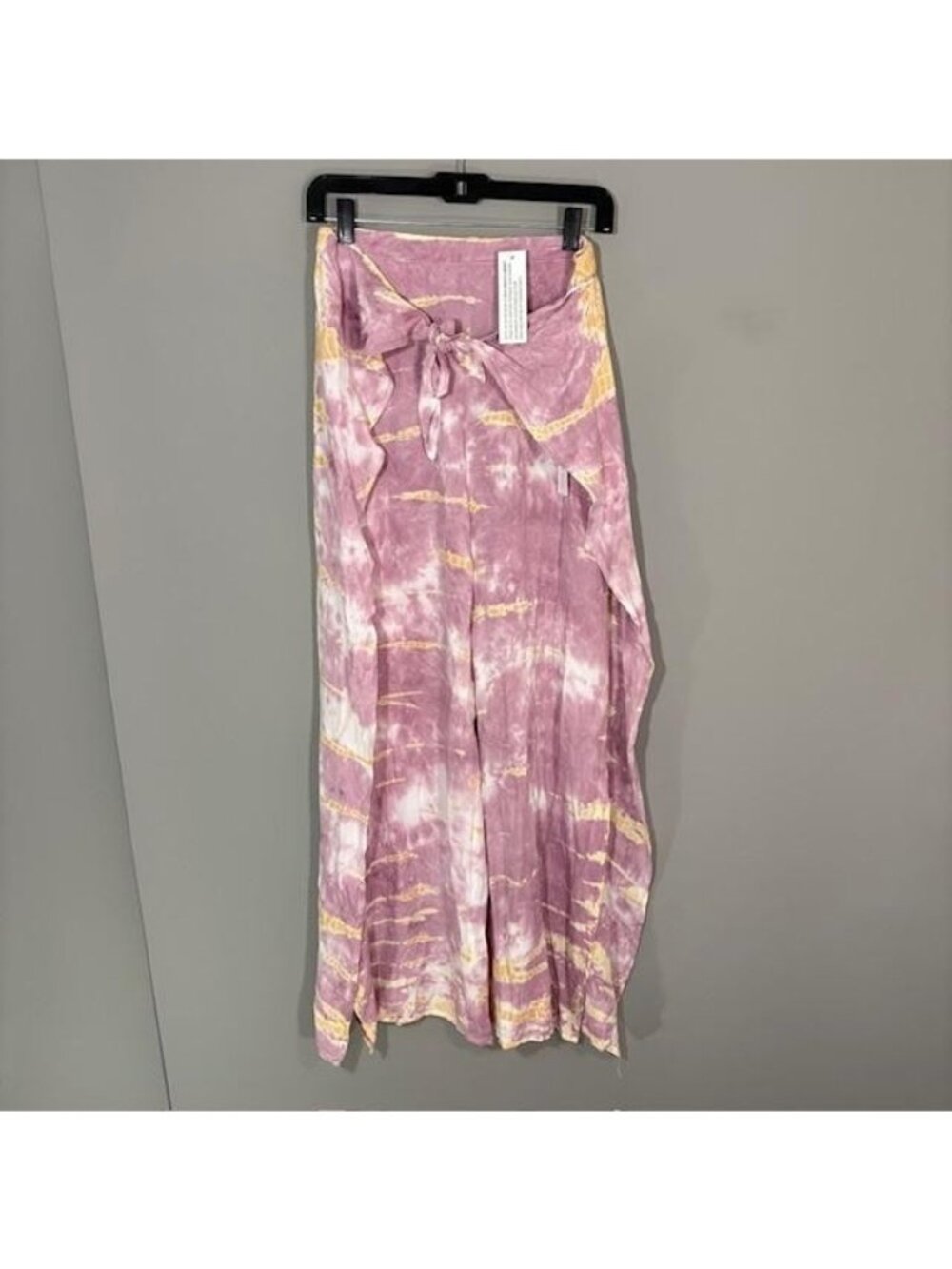 Young Fabulous & Broke Dress Pants Womens S Pink Tie Dye Wide Leg Tie Waist Boho